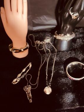 Lot of Brighton Silver-Tone Necklace and Bracelet Jewelry Set